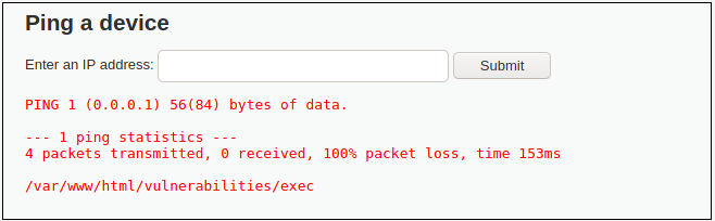 Low Severity DVWA Command Injection