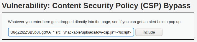 Entering a Script Element with Nonce and Source Pointing to Uploaded Script