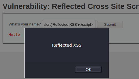 Reflected XSS on DVWA Low Level