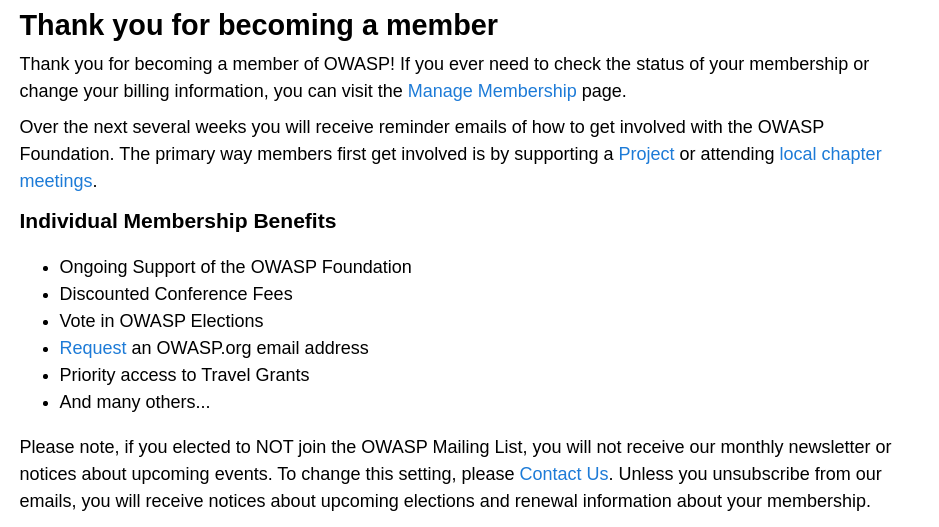 Becoming a member of OWASP