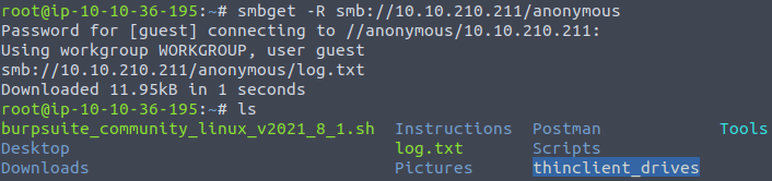 Log.txt file was downloaded from the SMB share