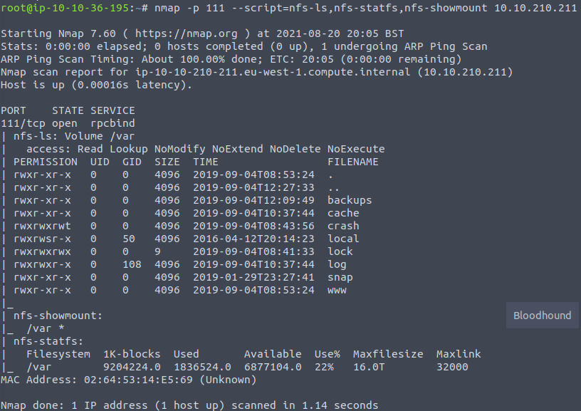NFS enumeration with nmap