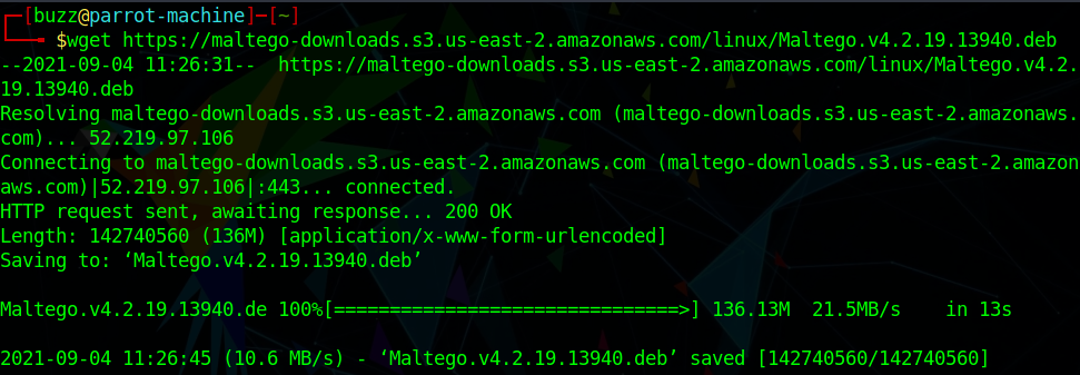 Downloading Maltego to Parrot OS