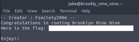 Brooklyn NIne Nine machines root flag accessed from Jake's account