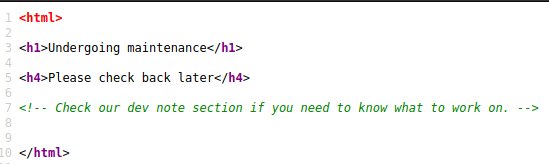Note in the page HTML 