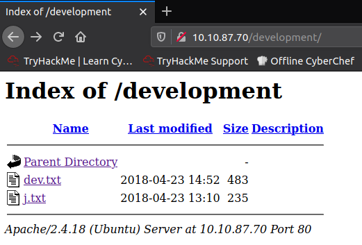 Contents of teh development pge