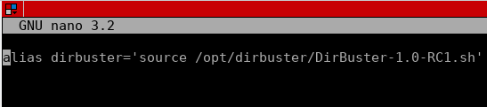 Alias of the DirBuster, added to the bash_aliases file