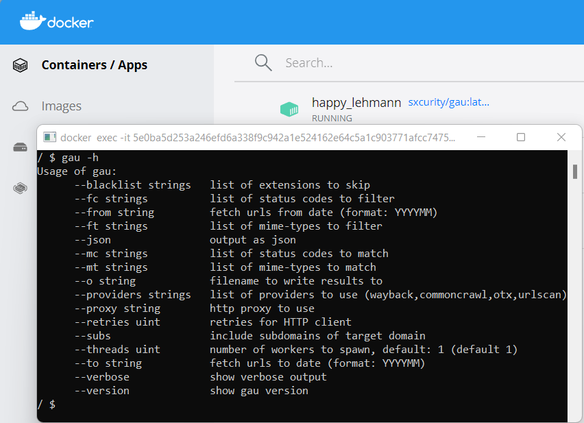 Running Gau as a Docker container