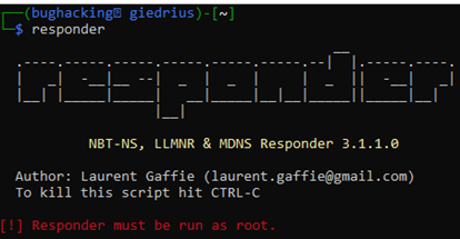 Responder can be start from the CLI