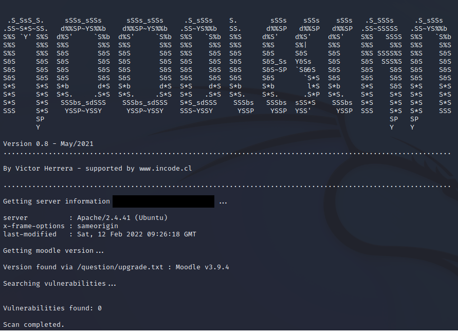 Searching for Moodle vulnerabilities with Moodlescan